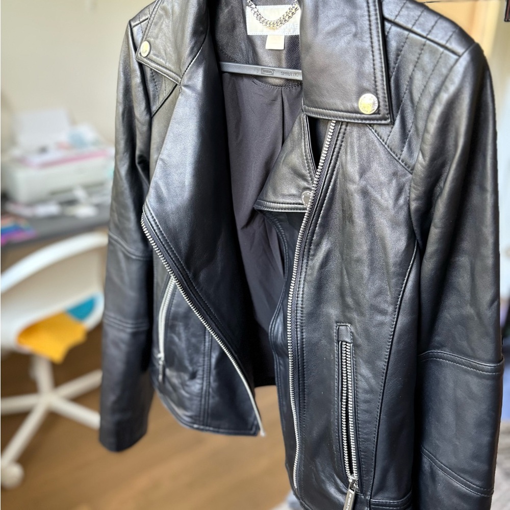 Michael Kors Women's Black Genuine Leather Jacket